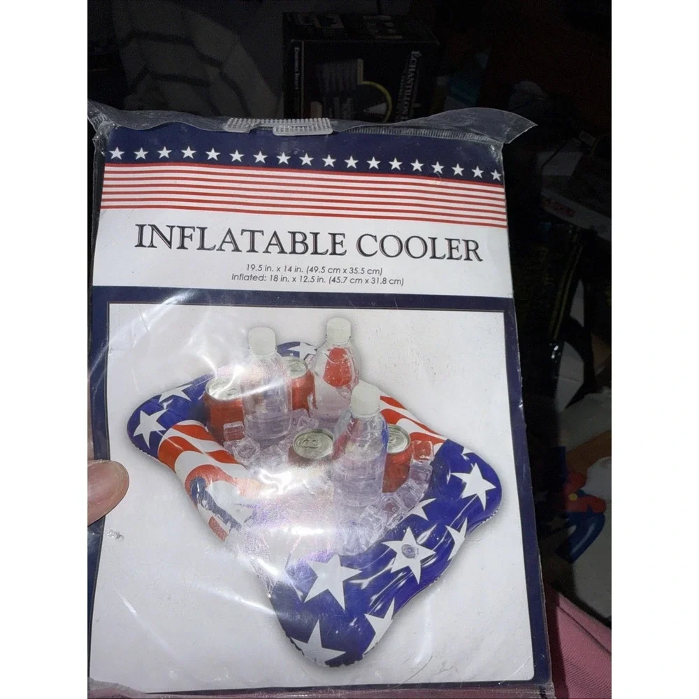 Patriotic Table Top Buffet Inflatable Cooler Red White Blue 19.5